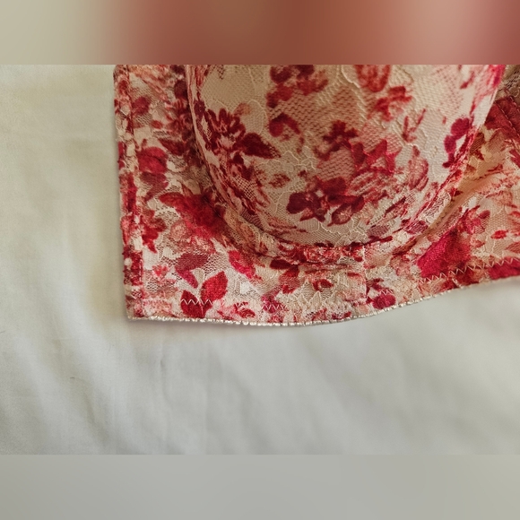 Jessica Simpson Womens Pink Floral Longline Strapless Padded Bra Size 38C - Picture 2 of 8